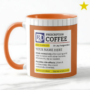 Lustige Verschreibungsflasche mit individuellem Na Tasse