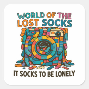 Lustige Verschwindende Socken Welt Vermisst Aber N Quadratischer Aufkleber