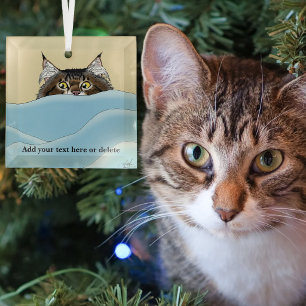 Lustige verspielte gelbe Tabby-Katze Morgens Humor Ornament Aus Glas