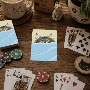 Lustige verspielte gelbe Tabby-Katze Morgens Humor Spielkarten