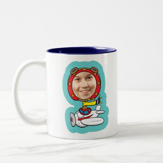 Lustige VersuchsFoto-Gesichts-Schablone Zweifarbige Tasse (Links)