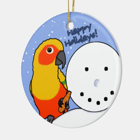 Lustige Verzierung SchneemannSun Conure Keramikornament (Links)
