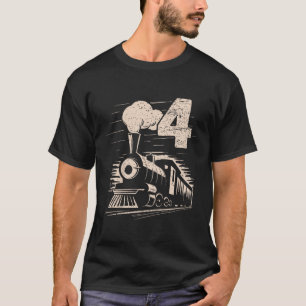 Lustige Vintage 4. Zug-Geburtstags-Kinder Junge Mä T-Shirt