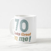 Lustige Vintage 70. Geburtstag Kaffeetasse (Vorderseite Links)