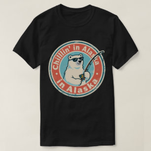 Lustige Vintage-Alaska Chillin Eisbär Angeln T-Shirt