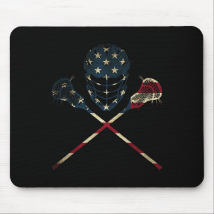 Lustige Vintage-Amerikanische-Flagge-Lacrosse-USA- Mousepad