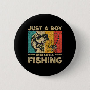 Lustige Vintage-Angler-Witze Jungen Fischer B Fisc Button