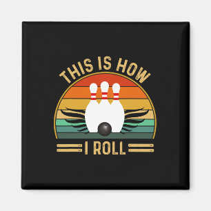 Lustige Vintage-Bowling-Shirts für Frauen Herren B Magnet
