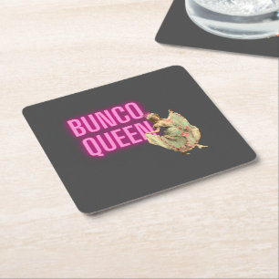 Lustige Vintage-Bunco-Königin Rechteckiger Pappuntersetzer