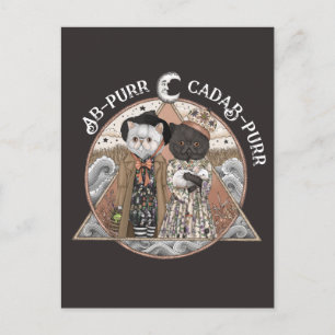 Lustige Vintage-Cottagecore-Katzenhexen Halloween Postkarte