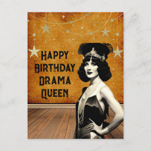 Lustige Vintage-Drama-Queen-Geburtstag Postkarte