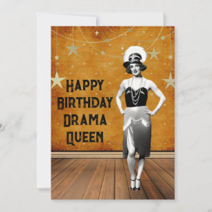 Lustige Vintage-Drama-Queen-Geburtstags Karte