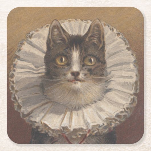 Lustige Vintage Edwardian Katzen-Untersetzer, Set Rechteckiger Pappuntersetzer (Vorderseite)