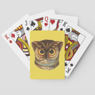 Lustige Vintage-Eulenillustration Werbung Spielkarten