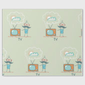 Lustige Vintage-Fernsehsymbol-Figur Geschenkpapier (Flach)