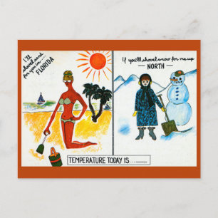 Lustige Vintage-Florida-Schnee vs. Sonne Postkarte