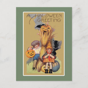 Lustige Vintage-Halloween-Illustration Postkarte