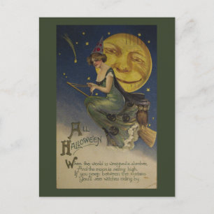 Lustige Vintage-Halloween-Seltener Uhu Postkarte
