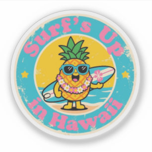 Lustige Vintage Hawaii Ananas Surfen Retro Aufkleber