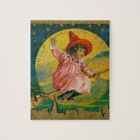 Lustige Vintage Hexe Halloweens Puzzle (Vertikal)