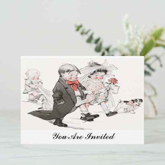 lustige Vintage Hochzeitseinladung Einladung (Stehend Vorderseite)