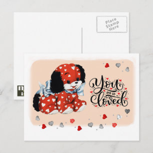 Lustige Vintage-Hunde-Valentinstag-Postkarten Feiertagspostkarte