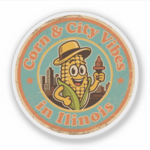 Lustige Vintage Illinois Mais und Stadt Retro Aufkleber