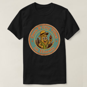 Lustige Vintage-Illinois-Mais- und Stadt-Retro T-Shirt