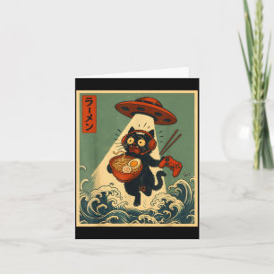 Lustige Vintage-Japanische-Anime-Katze-Gamer-Ramen Karte