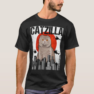 Lustige Vintage-Japanische Catzilla Scottish Fold  T-Shirt