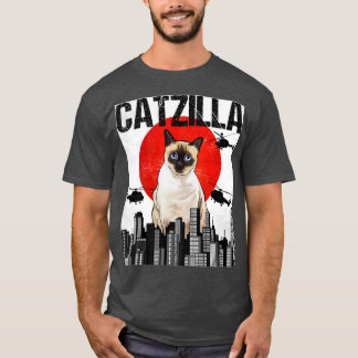 Lustige Vintage-Japanische Catzilla Siamkatze T-Shirt