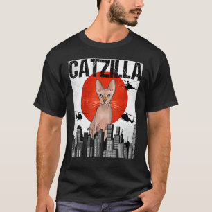 Lustige Vintage-Japanische Catzilla Sphynx-Katze T-Shirt