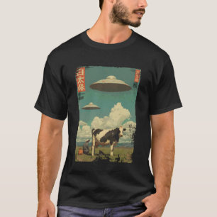 Lustige Vintage-Japanische Kuh, die entführt werde T-Shirt