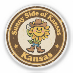 Lustige Vintage Kansas Sonnenblume Cowboy Retro Aufkleber