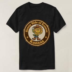 Lustige Vintage Kansas Sonnenblume Cowboy Retro T-Shirt