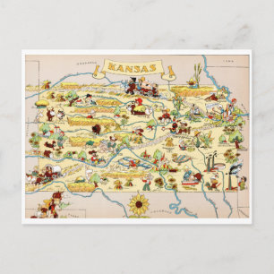 Lustige Vintage-Karte von Kansas Postkarte