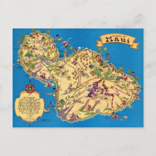 Lustige Vintage-Karte von Maui Postkarte