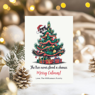 Lustige Vintage-Katz-Weihnachtskarte  Feiertagskarte