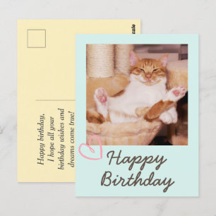 Lustige Vintage-Katze und Happy Birthday Postkarte
