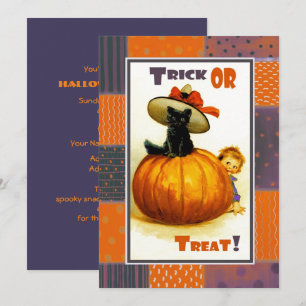 Lustige Vintage Kinder Halloween-Party-Einladungen Einladung