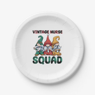 Lustige Vintage-Krankenschwester-Truppe Pflege-Gno Pappteller