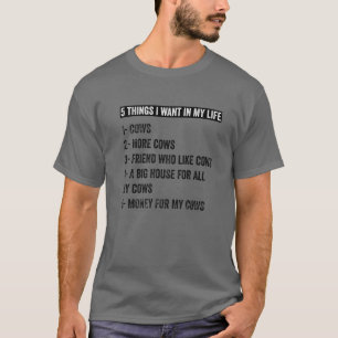 Lustige Vintage-Kuh für Kuhliebhaber 5 Dinge, die  T-Shirt