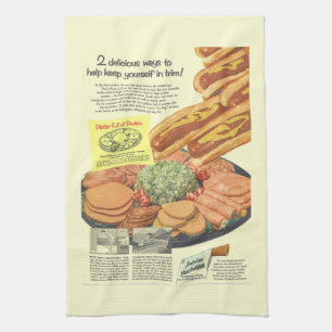 Lustige Vintage Meat Institute PLATTE DER PROTEINE Geschirrtuch