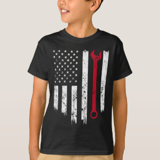 Lustige Vintage-Mechaniker-Bedrängte-Amerikanische T-Shirt