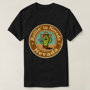 Lustige Vintage-Nevada-Kaktus-Cowboyhut-Würfel Ret T-Shirt