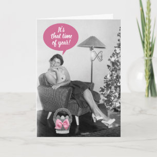 Lustige Vintage-Osterkarte für Damen aus den 50er  Karte