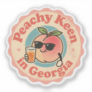 Lustige Vintage Peachy Keen in Georgia Pfirsich Aufkleber