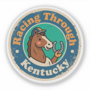 Lustige Vintage-Pferderennen Kentucky Retro Aufkleber