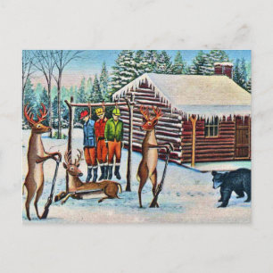Lustige Vintage-Postkarte Hirschjagdsaison Postkarte