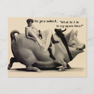 Lustige Vintage-Postkarte Was mache ich in meiner Postkarte